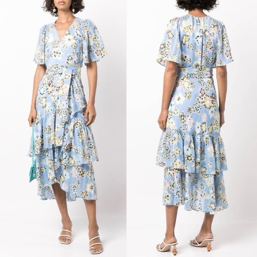 TANYA TAYLOR Brittany Floral Wrap Midi Dress NWT